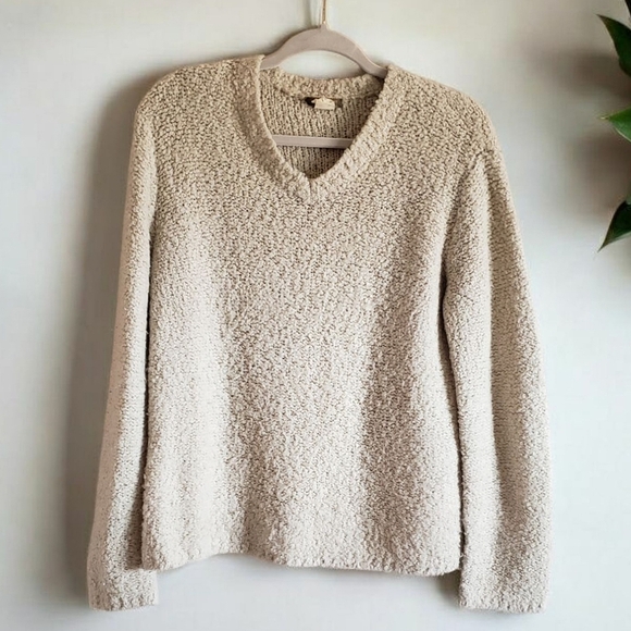 J. Crew Sweater Vintage Womens Cream S Wool Blend Cozy V-Neck Relaxed Pullover - Picture 1 of 8